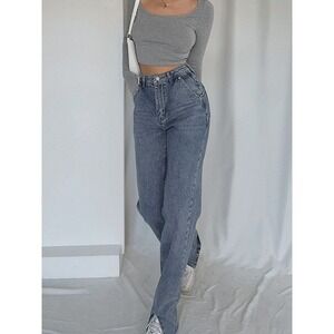 Vintage Style High Waisted Light‎ Blue Straight Leg Denim Jeans Y2K Fashion